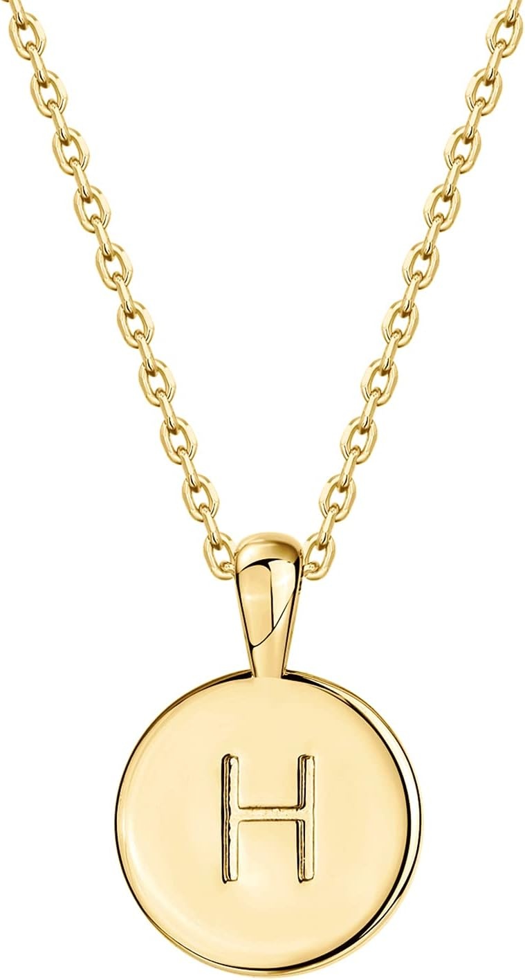 image:imagePAVOI 14K Gold Plated Initial Letter Pendant Necklace for Women Gold Alphabetical Initial Necklace H