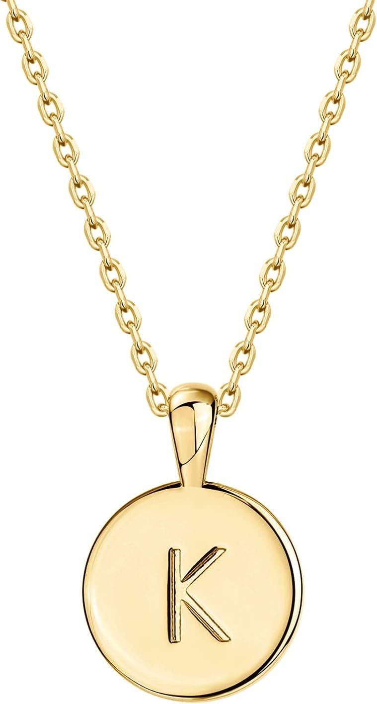 image:imagePAVOI 14K Gold Plated Initial Letter Pendant Necklace for Women Gold Alphabetical Initial Necklace K