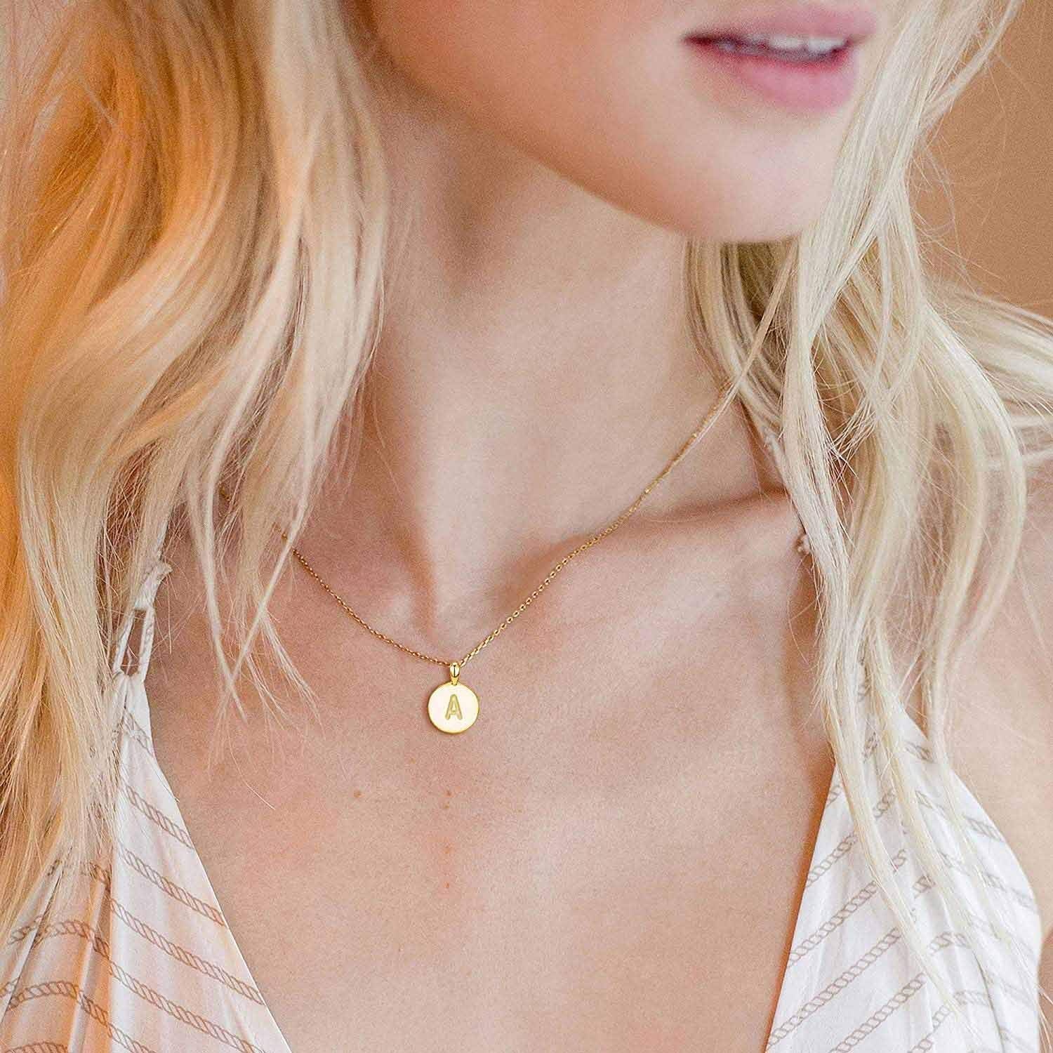 image:imagePAVOI 14K Gold Plated Initial Letter Pendant Necklace for Women Gold Alphabetical Initial Necklace M