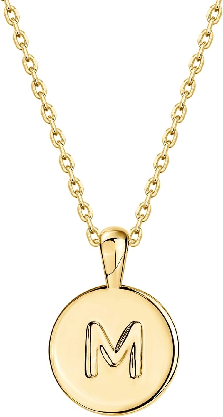 image:imagePAVOI 14K Gold Plated Initial Letter Pendant Necklace for Women Gold Alphabetical Initial Necklace M