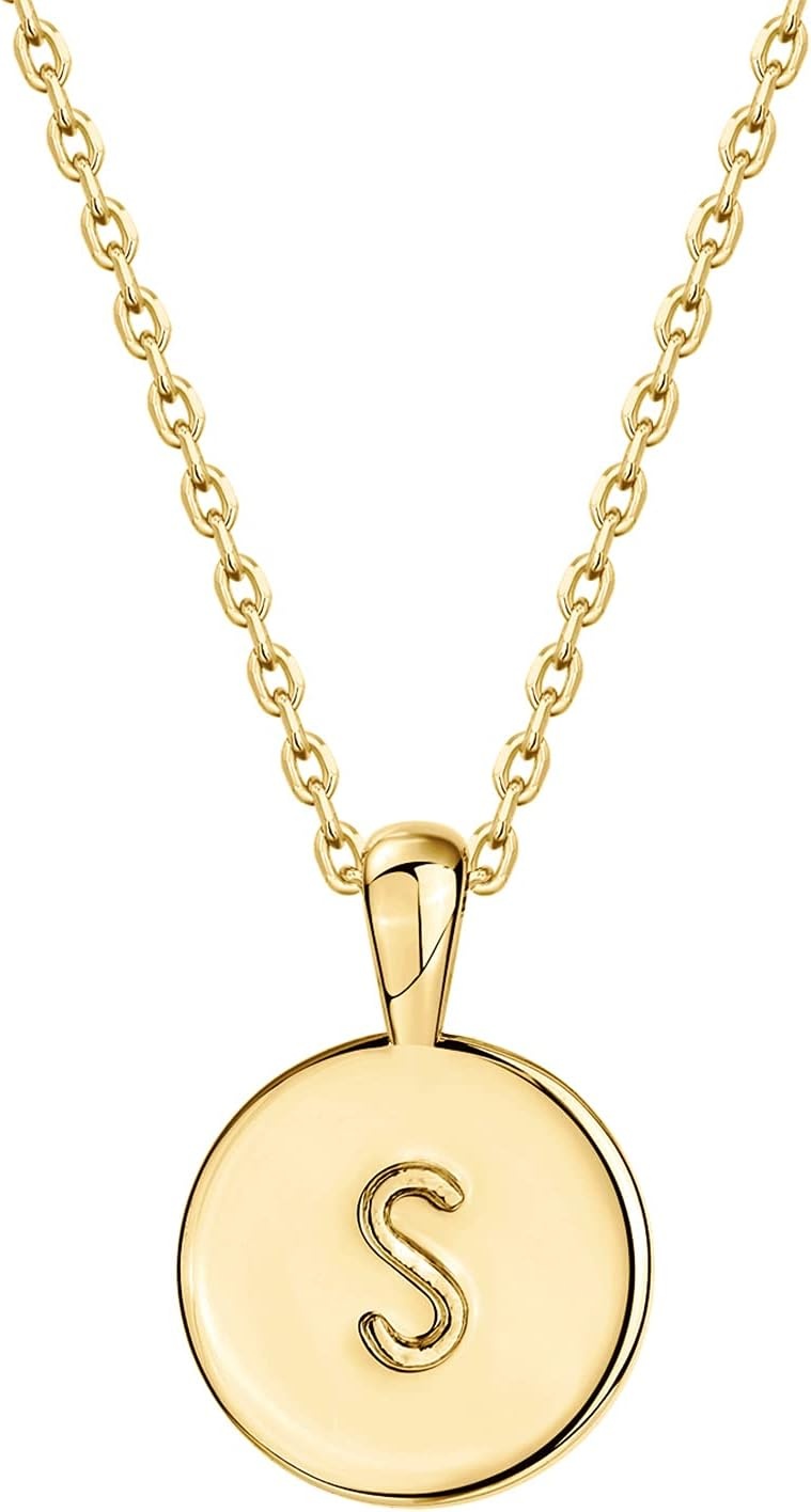image:imagePAVOI 14K Gold Plated Initial Letter Pendant Necklace for Women Gold Alphabetical Initial Necklace S
