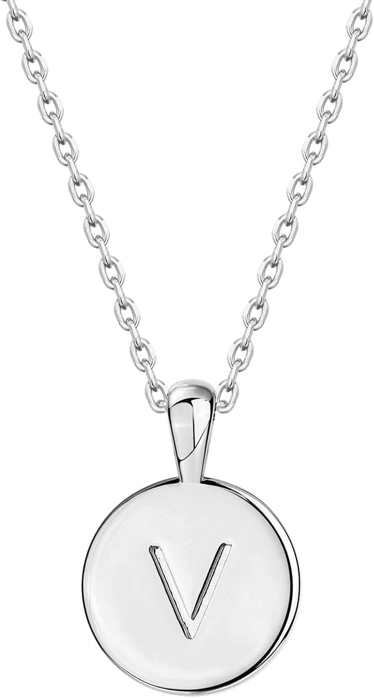 image:imagePAVOI 14K Gold Plated Initial Letter Pendant Necklace for Women Gold Alphabetical Initial Necklace V