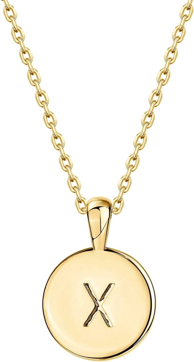 image:imagePAVOI 14K Gold Plated Initial Letter Pendant Necklace for Women Gold Alphabetical Initial Necklace X