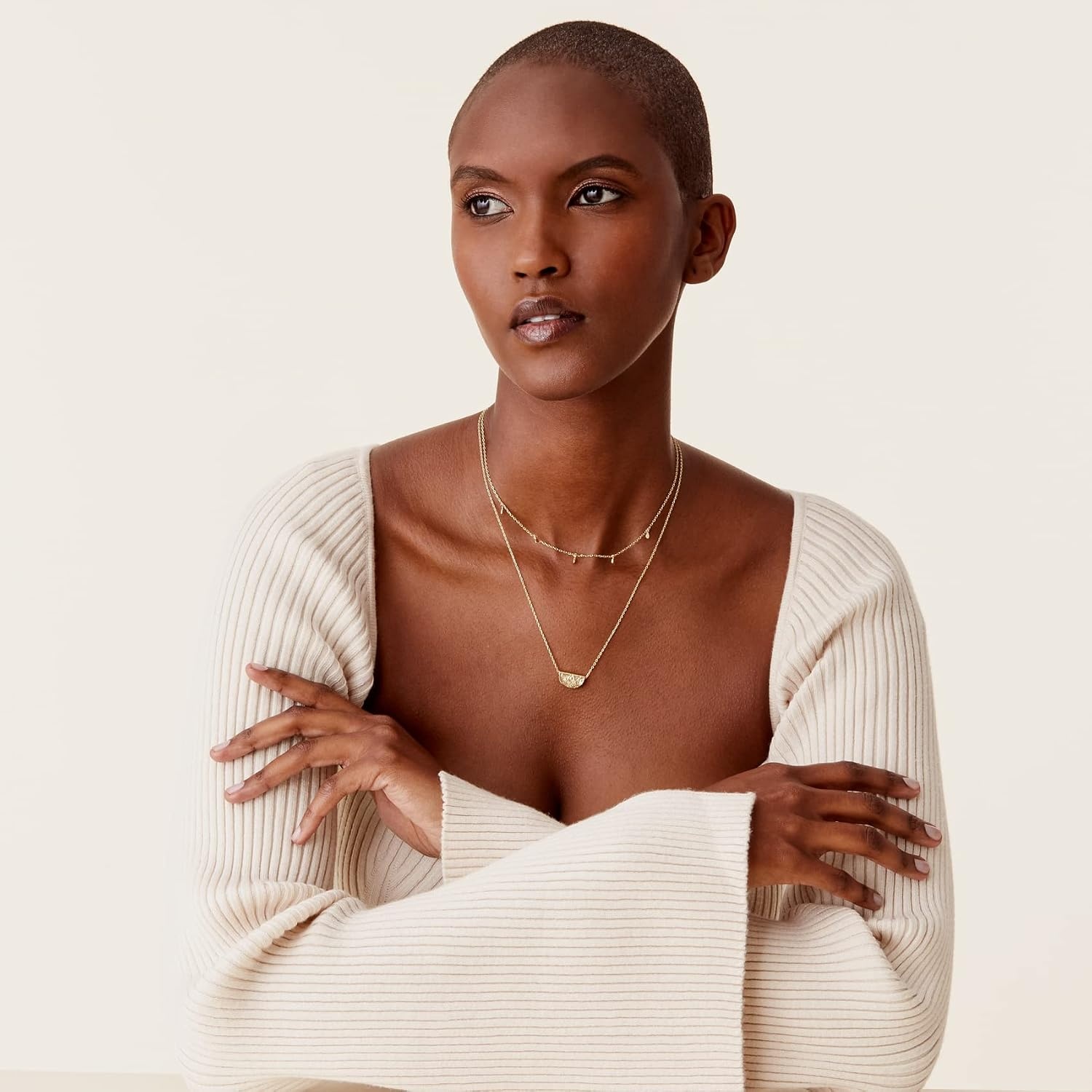 image:imagePAVOI 14K Gold Plated Layering Necklaces  Stylish Minimalist Design Pendant Necklaces  Bar Circle Lotus Disc Dog Tag Horizontal Bar Pendants for WomenYellow Gold