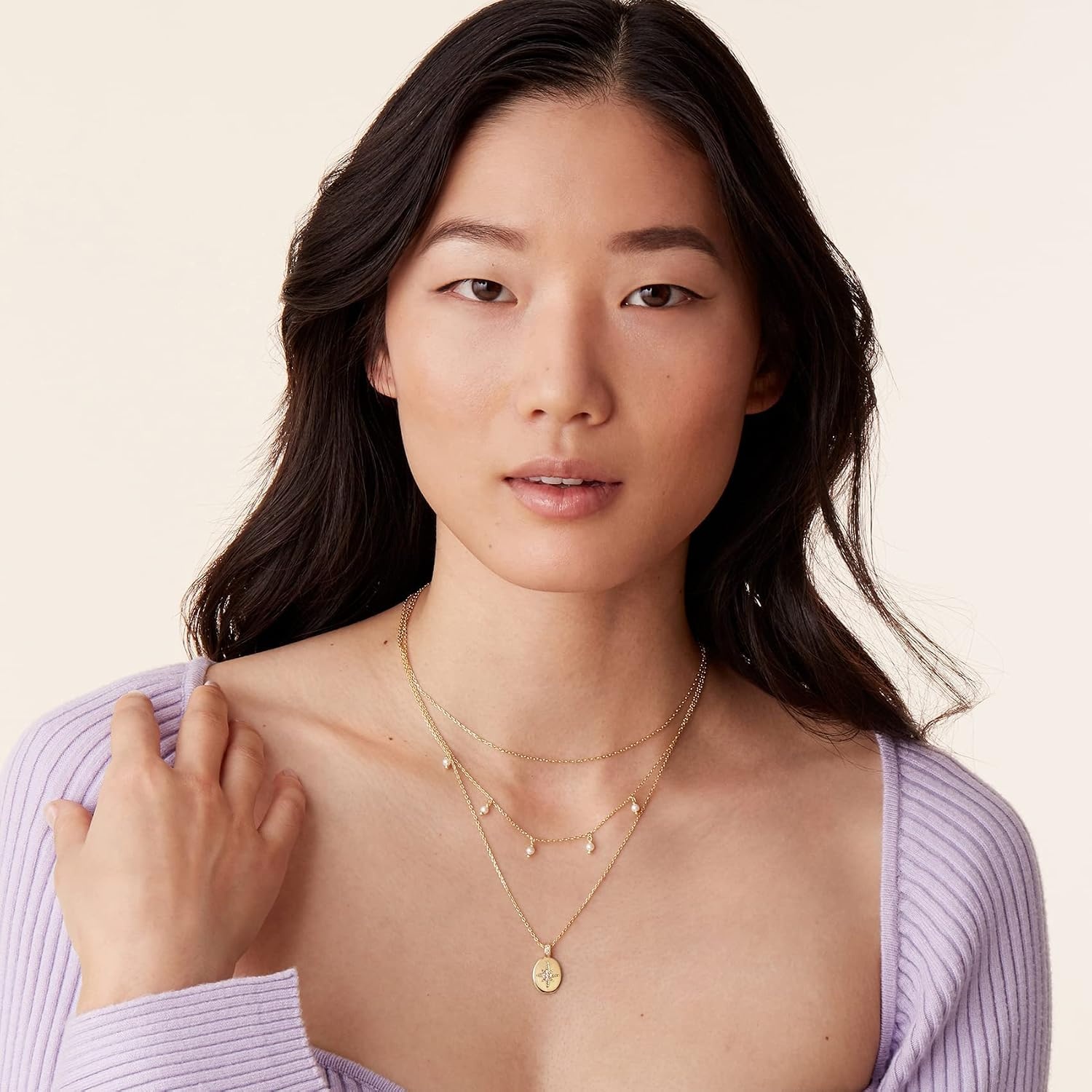 image:imagePAVOI 14K Gold Plated Layering Necklaces  Stylish Minimalist Design Pendant Necklaces  Bar Circle Lotus Disc Dog Tag Horizontal Bar Pendants for WomenYellow Gold