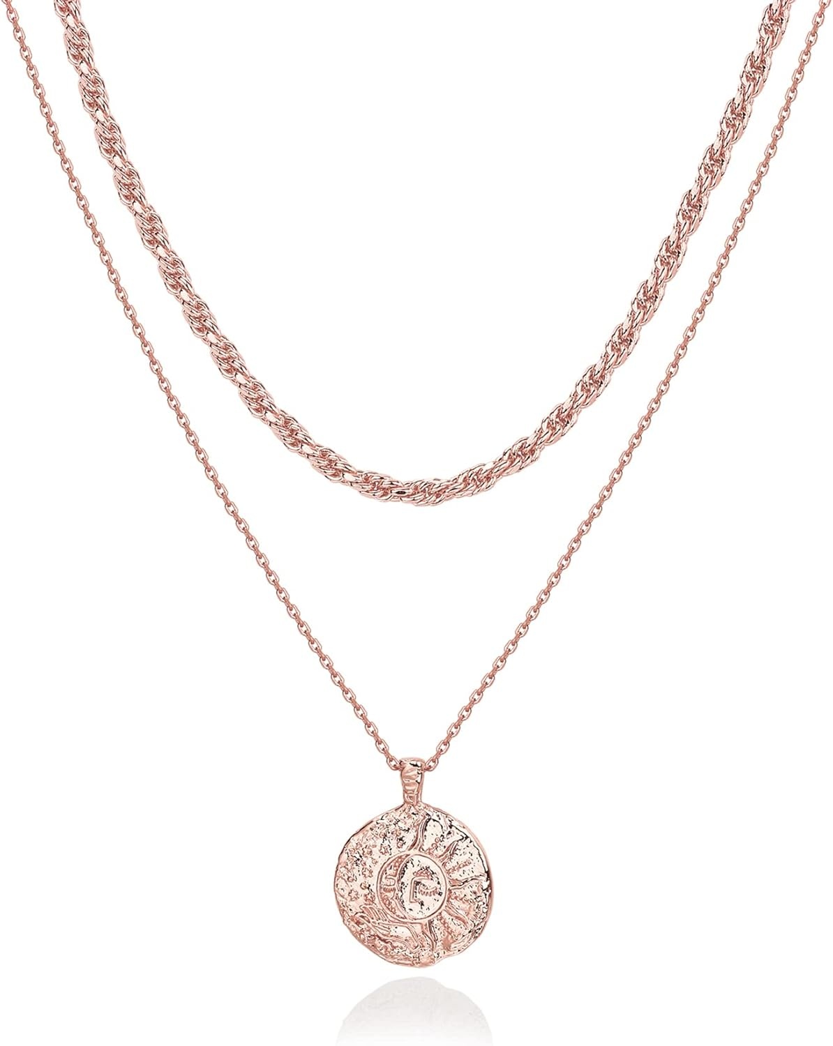 image:imagePAVOI 14K Gold Plated Layering Necklaces  Stylish Minimalist Design Pendant Necklaces  Bar Circle Lotus Disc Dog Tag Horizontal Bar Pendants for WomenRose Gold