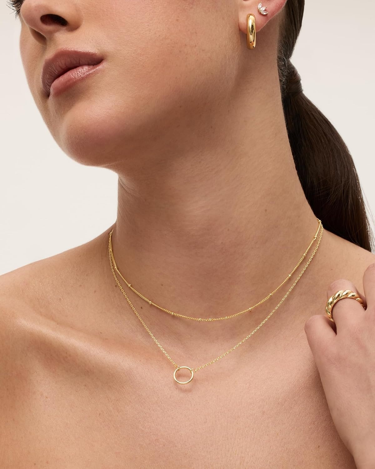 image:imagePAVOI 14K Gold Plated Layering Necklaces  Stylish Minimalist Design Pendant Necklaces  Bar Circle Lotus Disc Dog Tag Horizontal Bar Pendants for WomenYellow Gold
