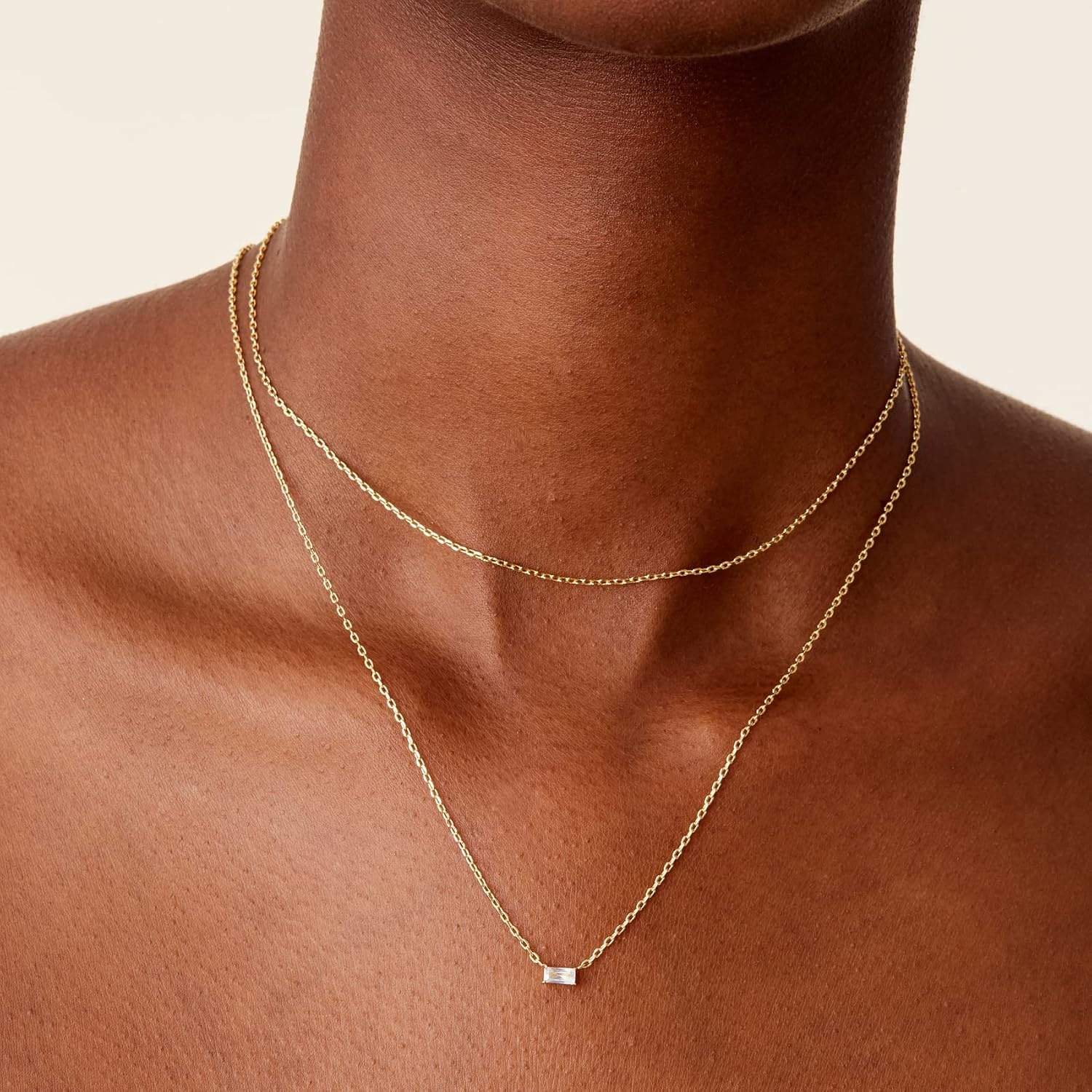 image:imagePAVOI 14K Gold Plated Layering Necklaces  Stylish Minimalist Design Pendant Necklaces  Bar Lotus Disc Dog Tag Horizontal Bar Pendants for WomenWhite Gold