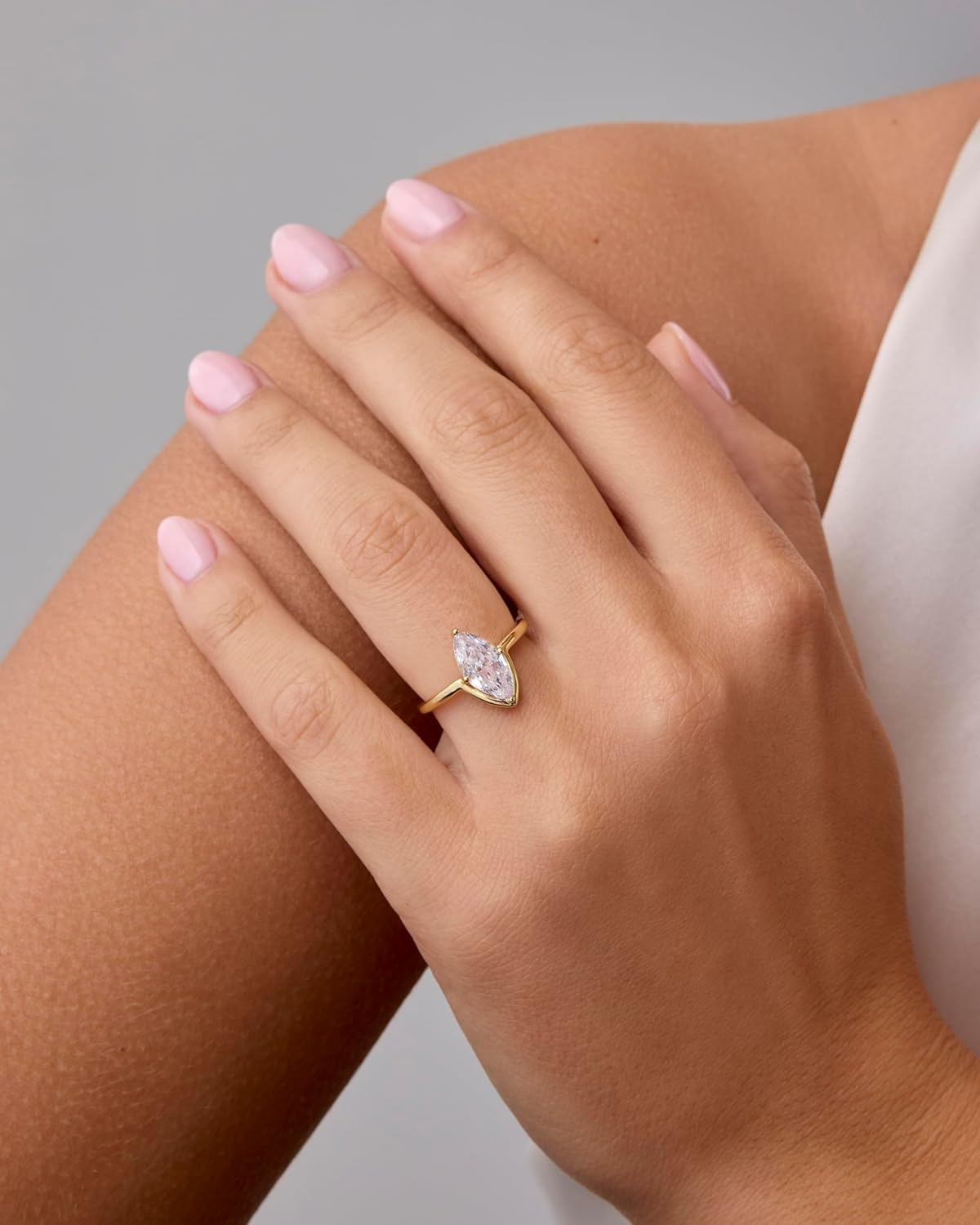 image:imagePAVOI 14K Gold Plated Marquise 15CT Cubic Zirconia Bridal Engagement Ring for Women StatementWhite Gold