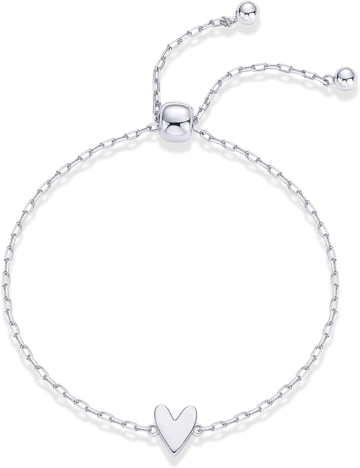 image:imagePAVOI 14K Gold Plated Matching Heart Charms Solitaire Bracelet Set for Women Adjustable Valentines Day Love Friendship Two Bracelet Pack2Piece Set