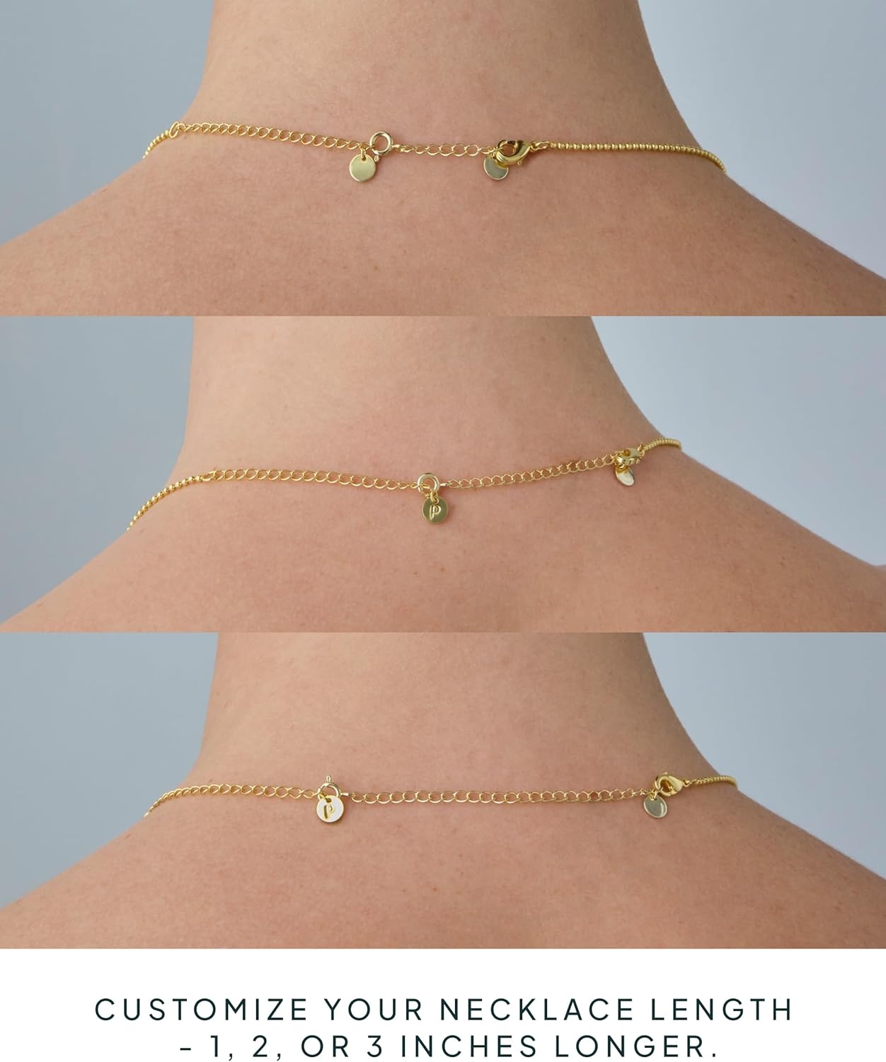 image:imagePAVOI 14K Gold Plated Necklace Chain Extenders Pack for Women Set of Three Gold Necklace Extenders Bracelet Extension with Spring Ring ClaspWhite Gold