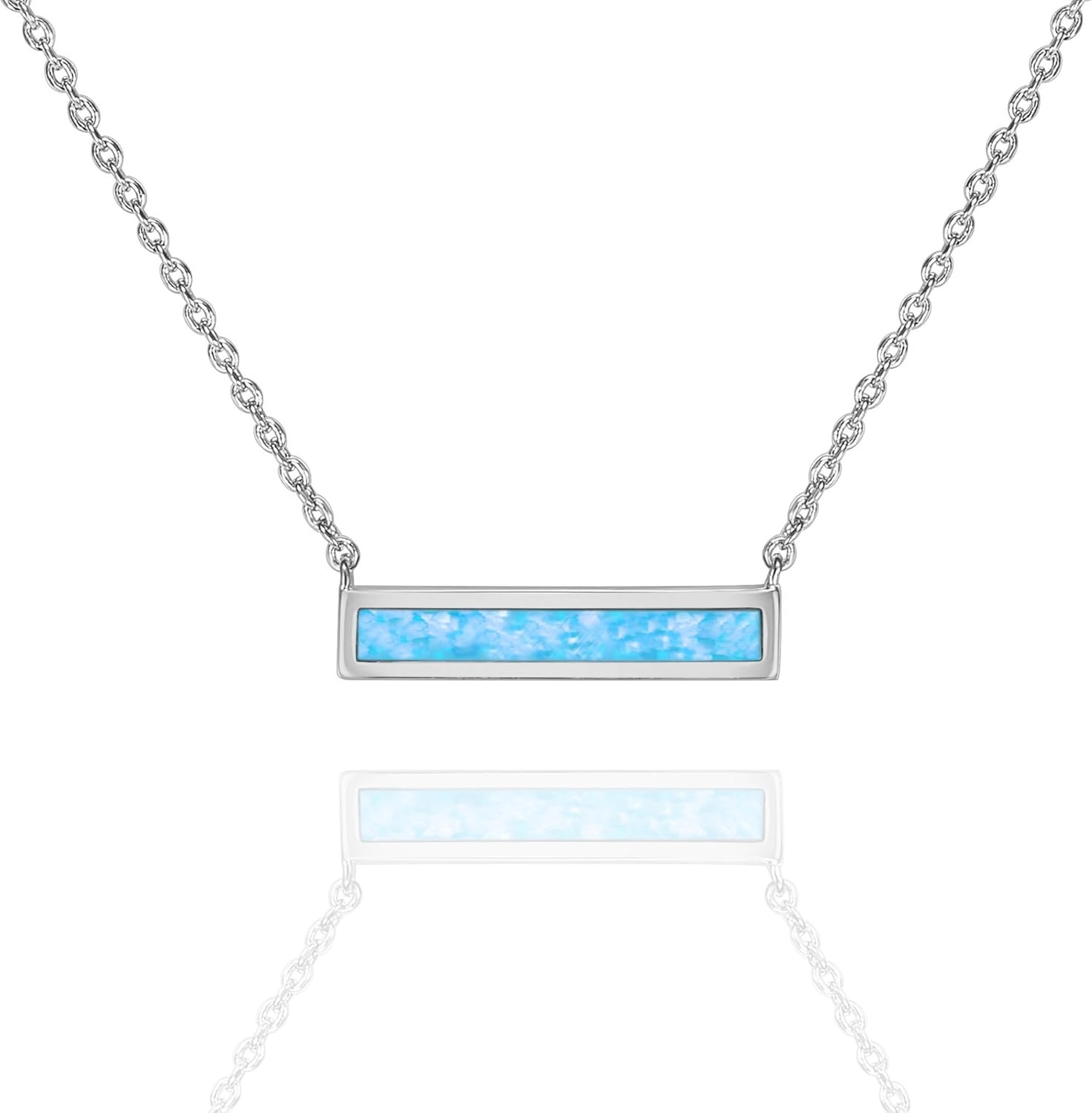 image:imagePAVOI 14K Gold Plated Opal Pendant Necklaces for Women Created Opal Cubic Zirconia Dainty Necklace Butterfly Round Triangle Antler Bar PendantsWhite Gold