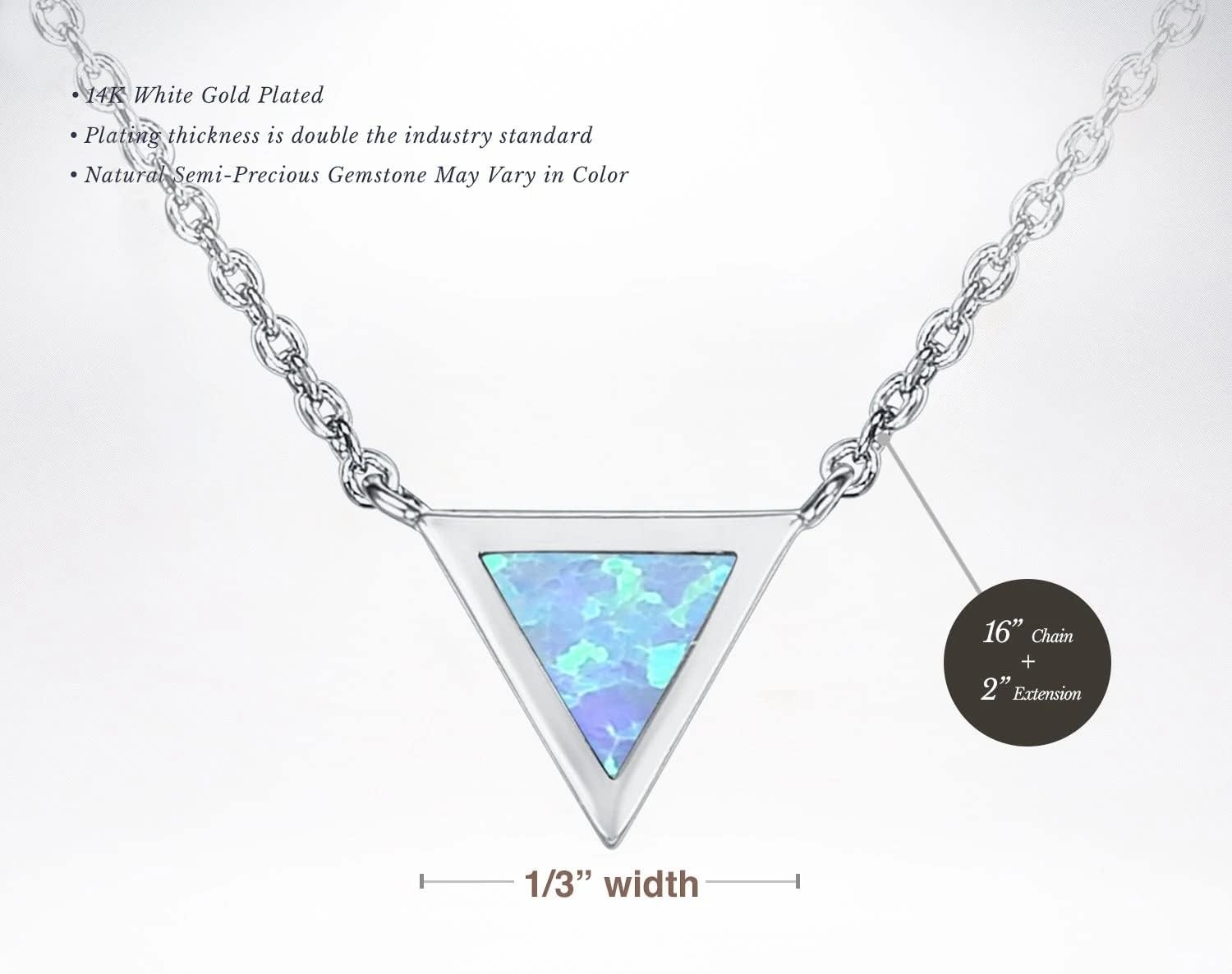 image:imagePAVOI 14K Gold Plated Opal Pendant Necklaces for Women Created Opal Cubic Zirconia Dainty Necklace Butterfly Round Triangle Antler Bar PendantsWhite Gold