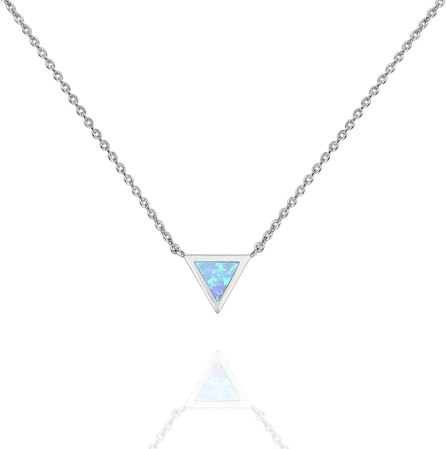image:imagePAVOI 14K Gold Plated Opal Pendant Necklaces for Women Created Opal Cubic Zirconia Dainty Necklace Butterfly Round Triangle Antler Bar PendantsWhite Gold