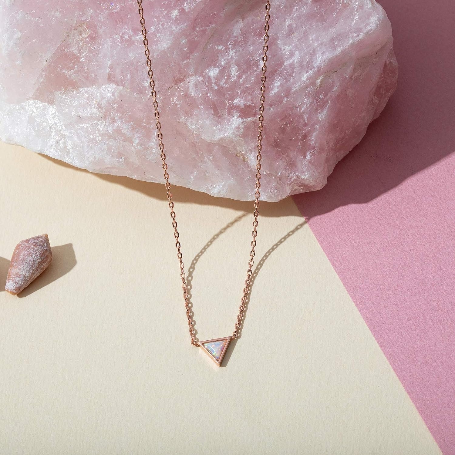 image:imagePAVOI 14K Gold Plated Opal Pendant Necklaces for Women Created Opal Cubic Zirconia Dainty Necklace Butterfly Round Triangle Antler Bar PendantsYellow Gold