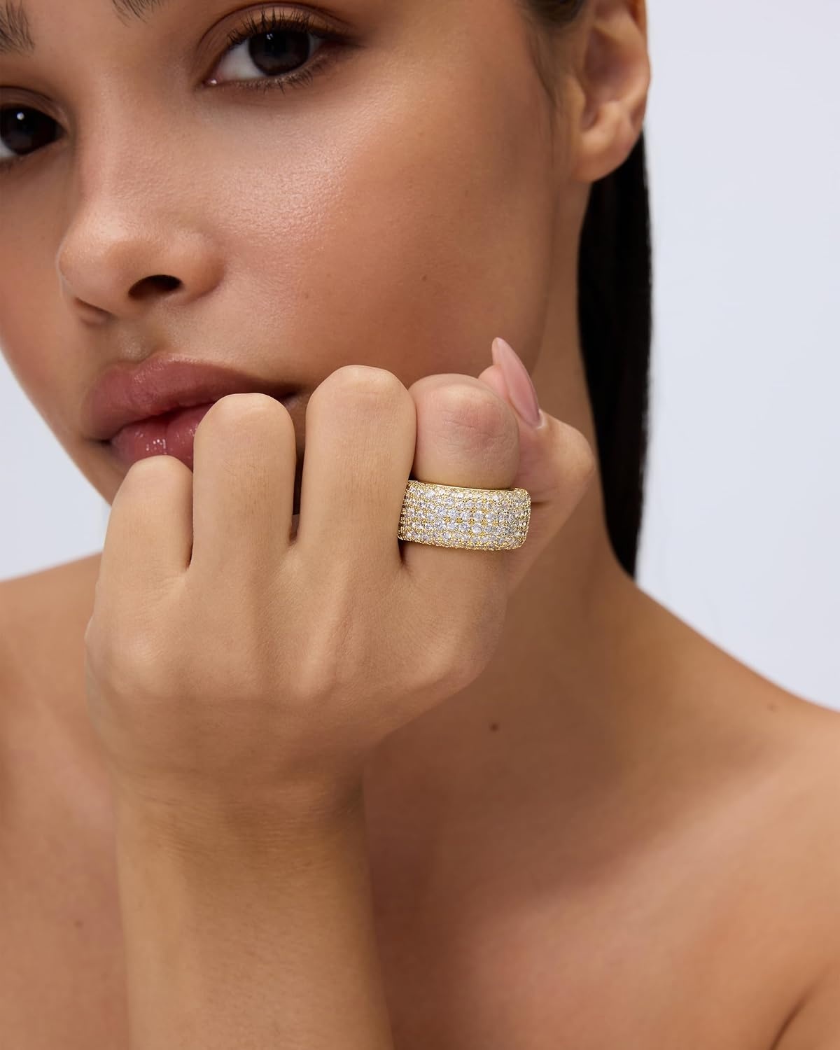 image:imagePAVOI 14K Gold Plated Pave Smart Ring Cover Compatible with Oura Ring Gen 4White Gold
