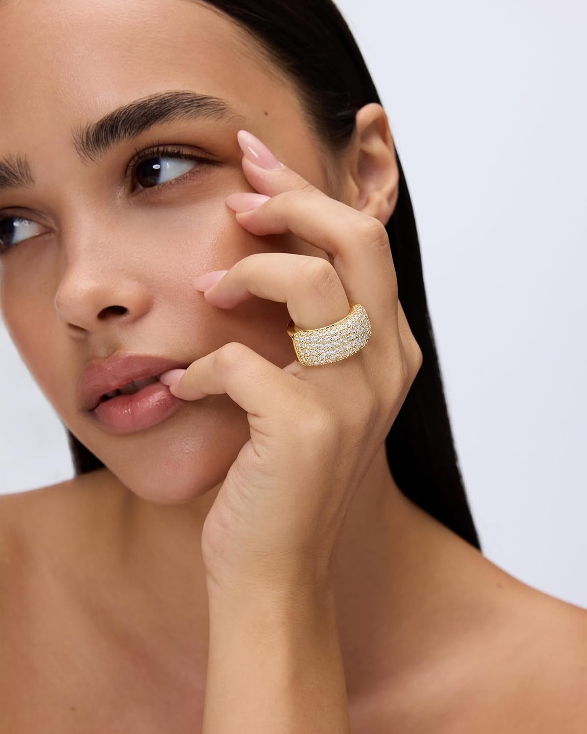 image:imagePAVOI 14K Gold Plated Pave Smart Ring Cover Compatible with Oura Ring Gen 4White Gold