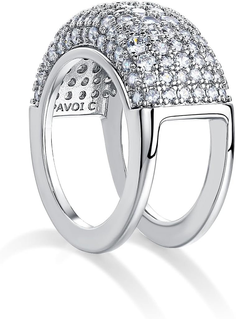 image:imagePAVOI 14K Gold Plated Pave Smart Ring Cover Compatible with Oura Ring Gen 4White Gold