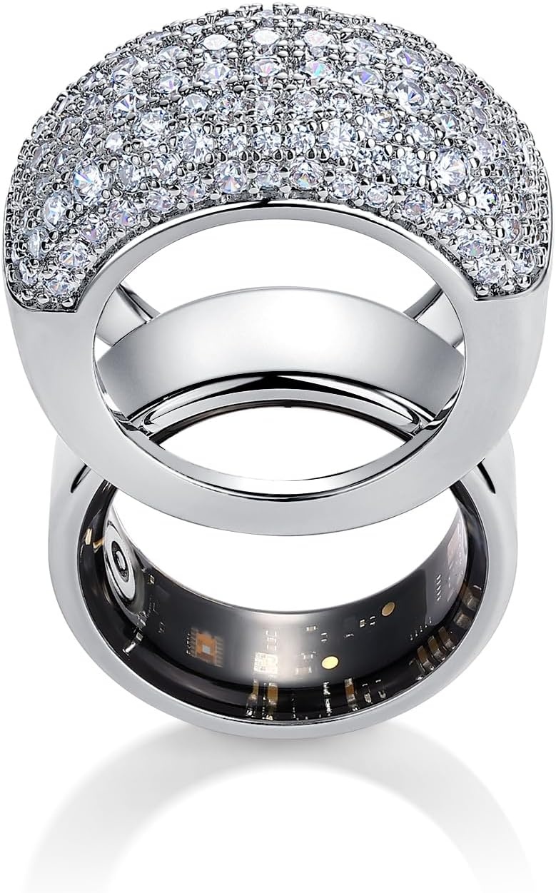 image:imagePAVOI 14K Gold Plated Pave Smart Ring Cover Compatible with Oura Ring Gen 4White Gold