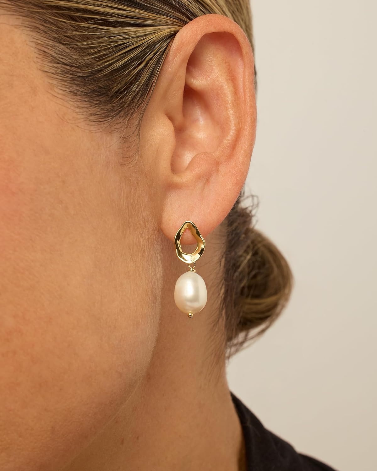 image:imagePAVOI 14K Gold Plated Pearl Earrings for Women Pearl Statement Drop Bridal Earrings 925 Sterling Silver Posts Dangle Studs Gold Wedding JewelryYellow Gold