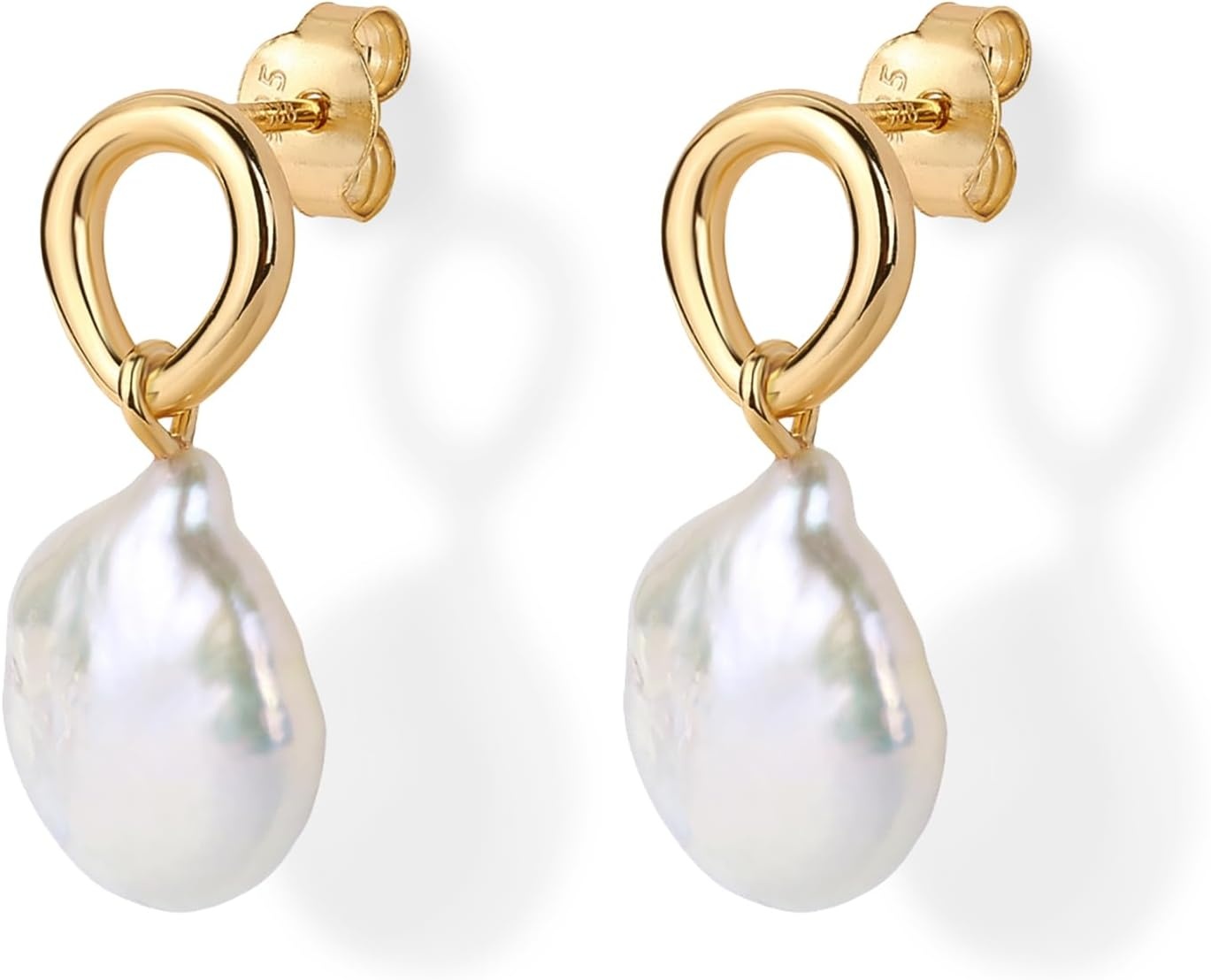 image:imagePAVOI 14K Gold Plated Pearl Earrings for Women Pearl Statement Drop Bridal Earrings 925 Sterling Silver Posts Dangle Studs Gold Wedding JewelryYellow Gold