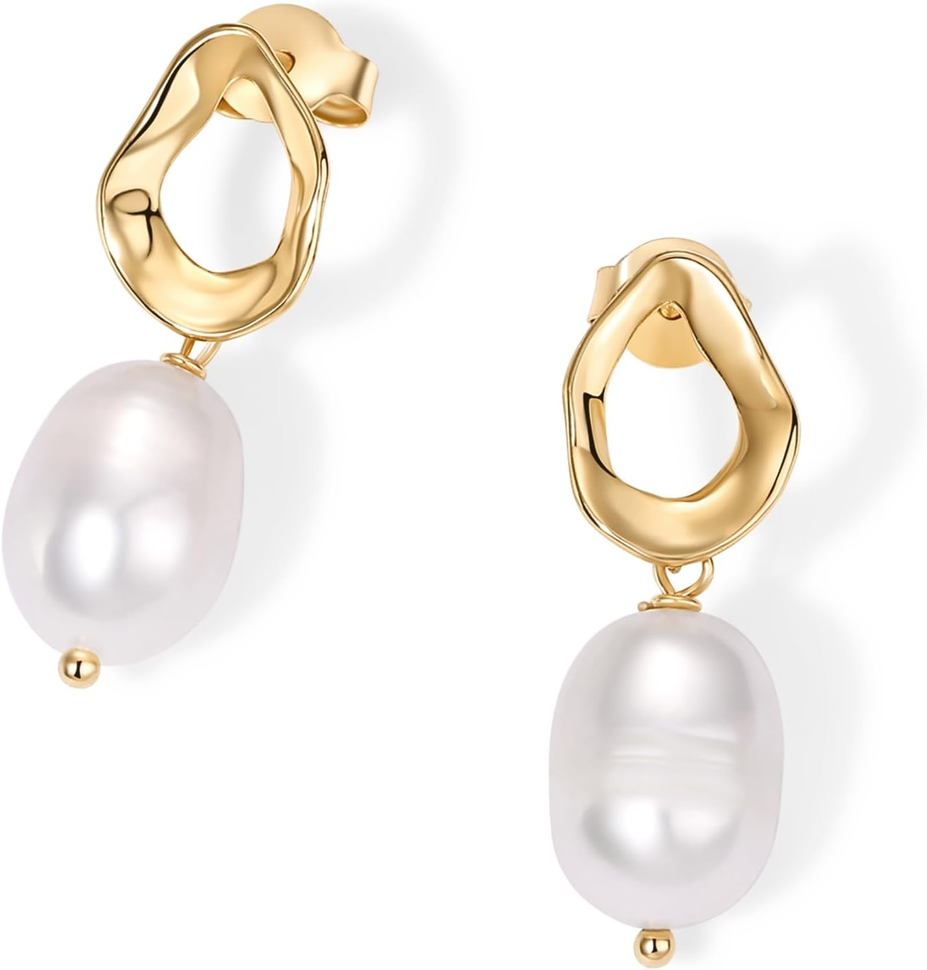 image:imagePAVOI 14K Gold Plated Pearl Earrings for Women Pearl Statement Drop Bridal Earrings 925 Sterling Silver Posts Dangle Studs Gold Wedding JewelryYellow Gold