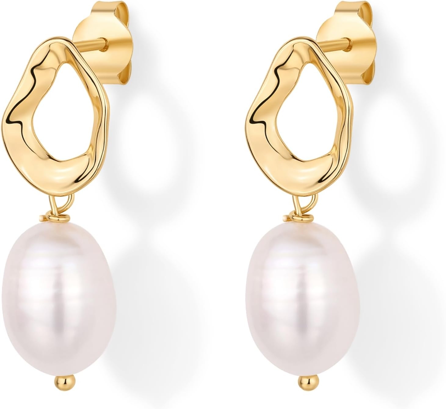 image:imagePAVOI 14K Gold Plated Pearl Earrings for Women Pearl Statement Drop Bridal Earrings 925 Sterling Silver Posts Dangle Studs Gold Wedding JewelryYellow Gold