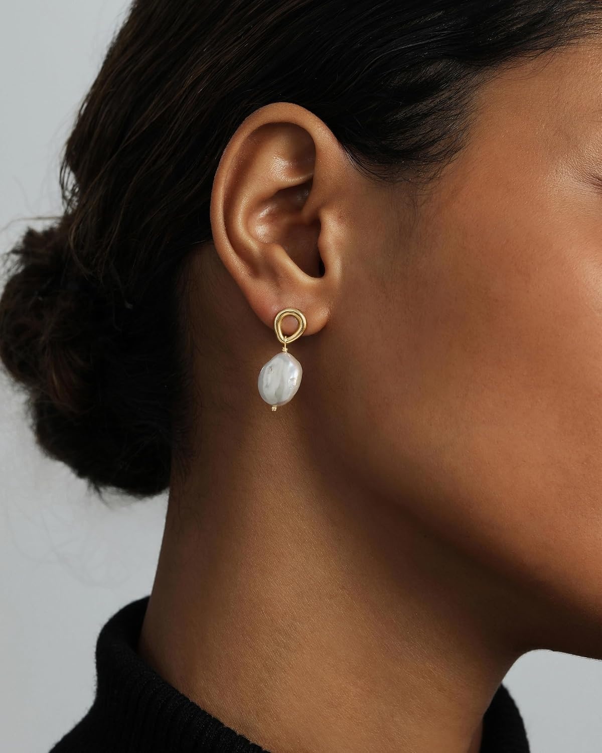 image:imagePAVOI 14K Gold Plated Pearl Earrings for Women Pearl Statement Drop Bridal Earrings 925 Sterling Silver Posts Dangle Studs Gold Wedding JewelryYellow Gold