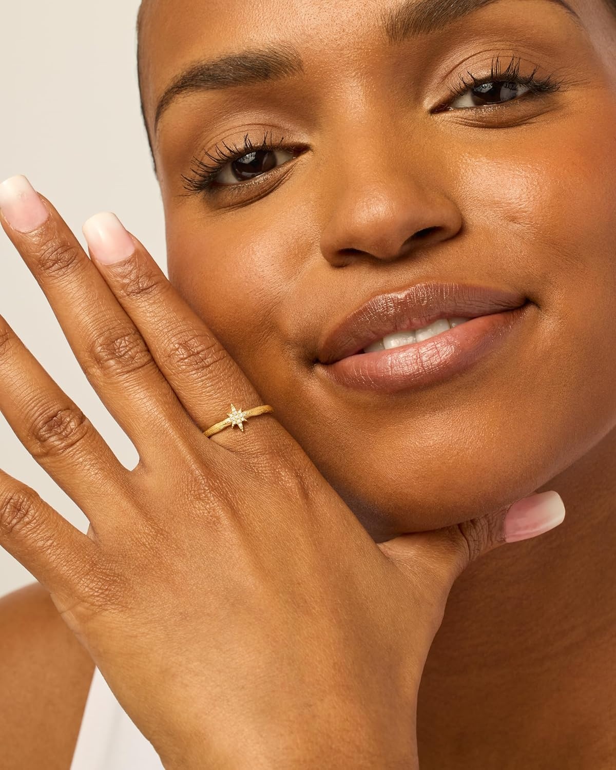 image:imagePAVOI 14K Gold Plated Pearl Hammered Ring for Women Dainty Elegant Stackable Cubic Zirconia Thin Band for WomenWhite Gold