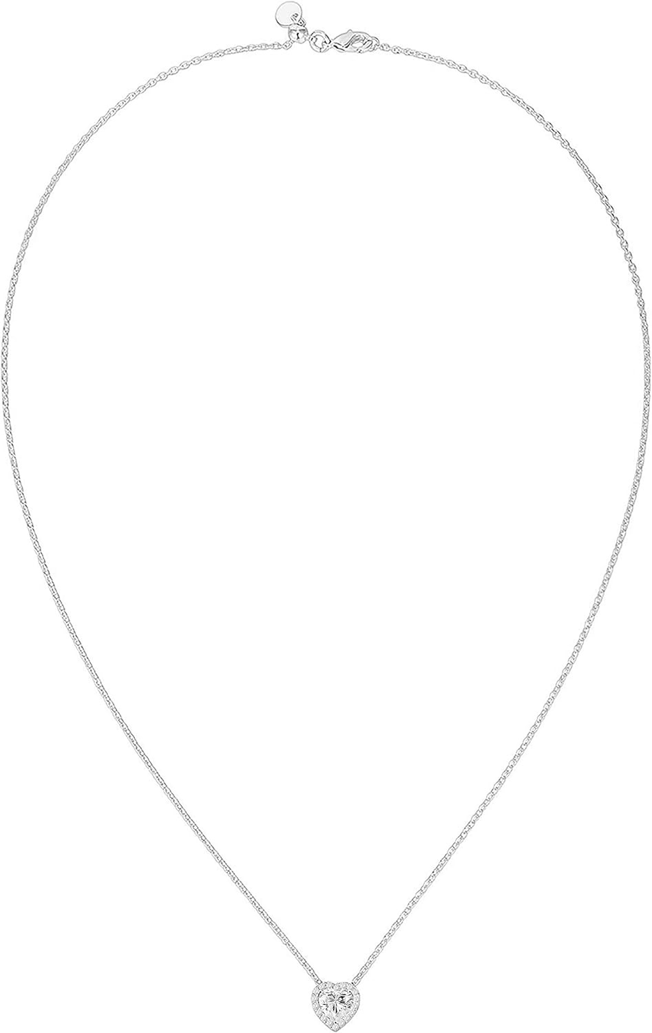 image:imagePAVOI 14K Gold Plated Post Faux Diamond Round Solitaire Pendant Halo Necklace Gold Necklace for Women Slider AdjustableWhite Gold