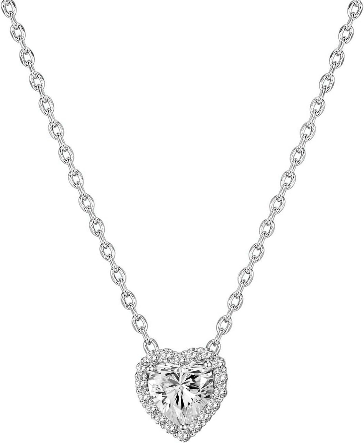 image:imagePAVOI 14K Gold Plated Post Faux Diamond Round Solitaire Pendant Halo Necklace Gold Necklace for Women Slider AdjustableWhite Gold
