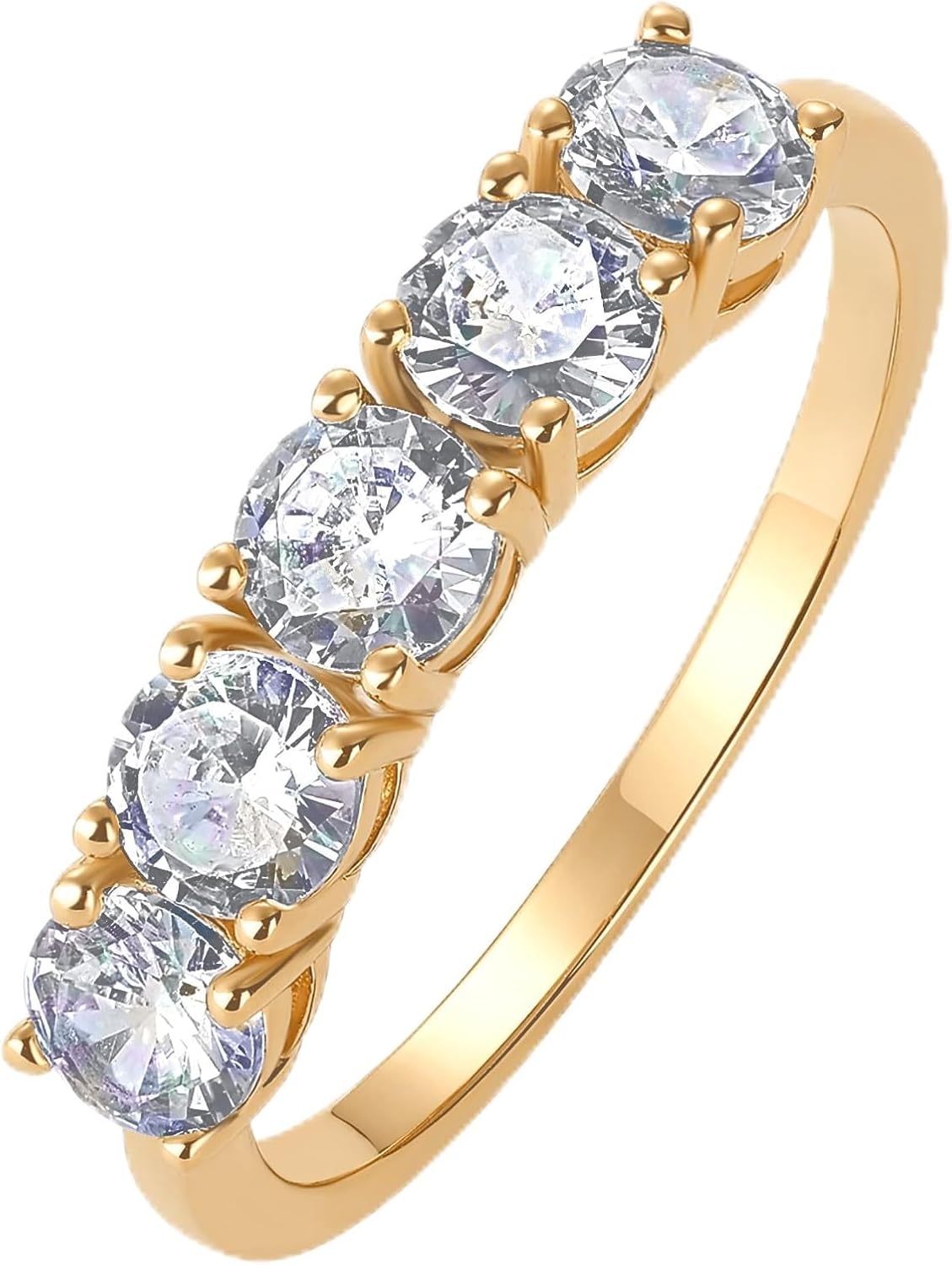 image:imagePAVOI 14K Gold Plated Premium Cubic Zirconia Engagement Ring for Women Promise Eternity Ring JewelryYellow Gold