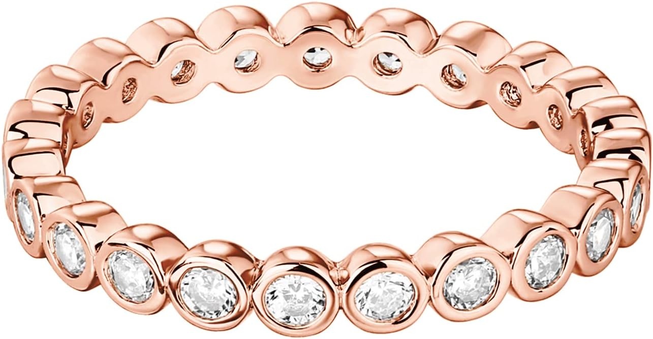 image:imagePAVOI 14K Gold Plated Rings with Cubic Zirconia 28mm Stackable for Women Gold Love RingRose Gold