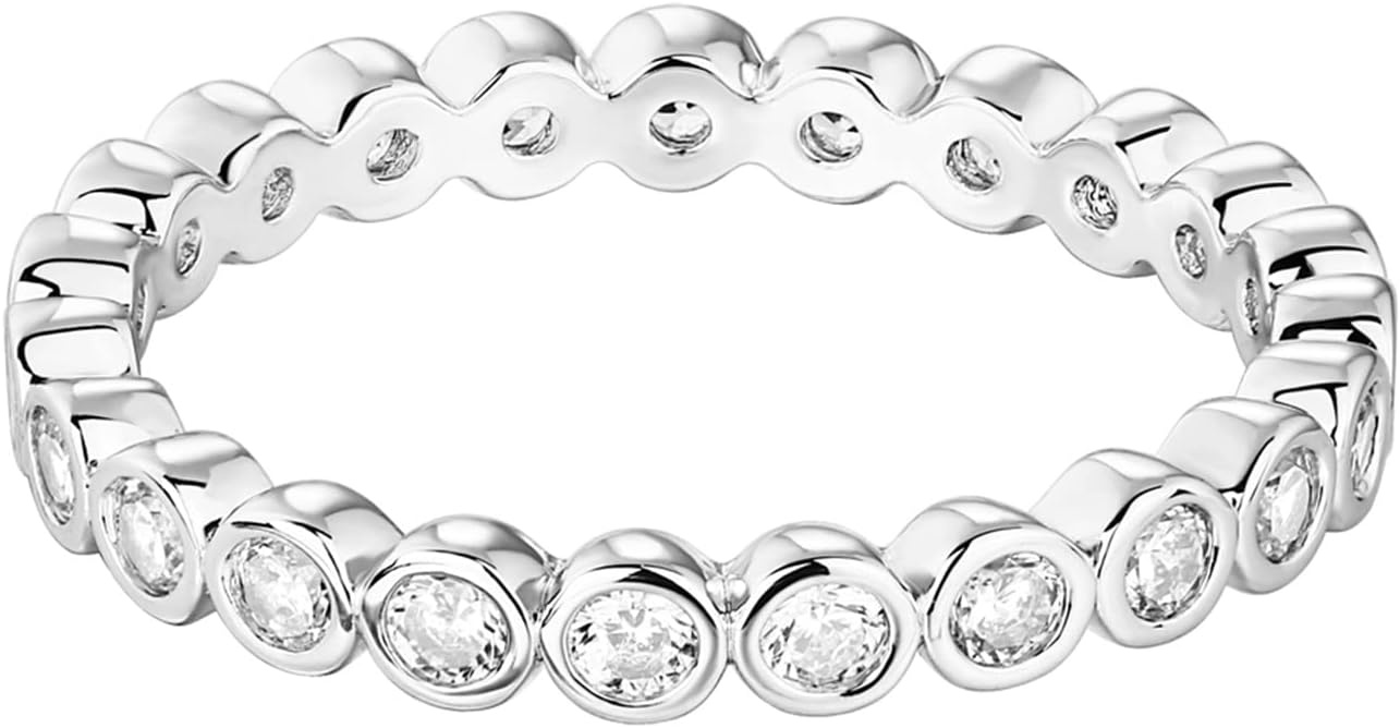 image:imagePAVOI 14K Gold Plated Rings with Cubic Zirconia 28mm Stackable for Women Gold Love RingWhite Gold
