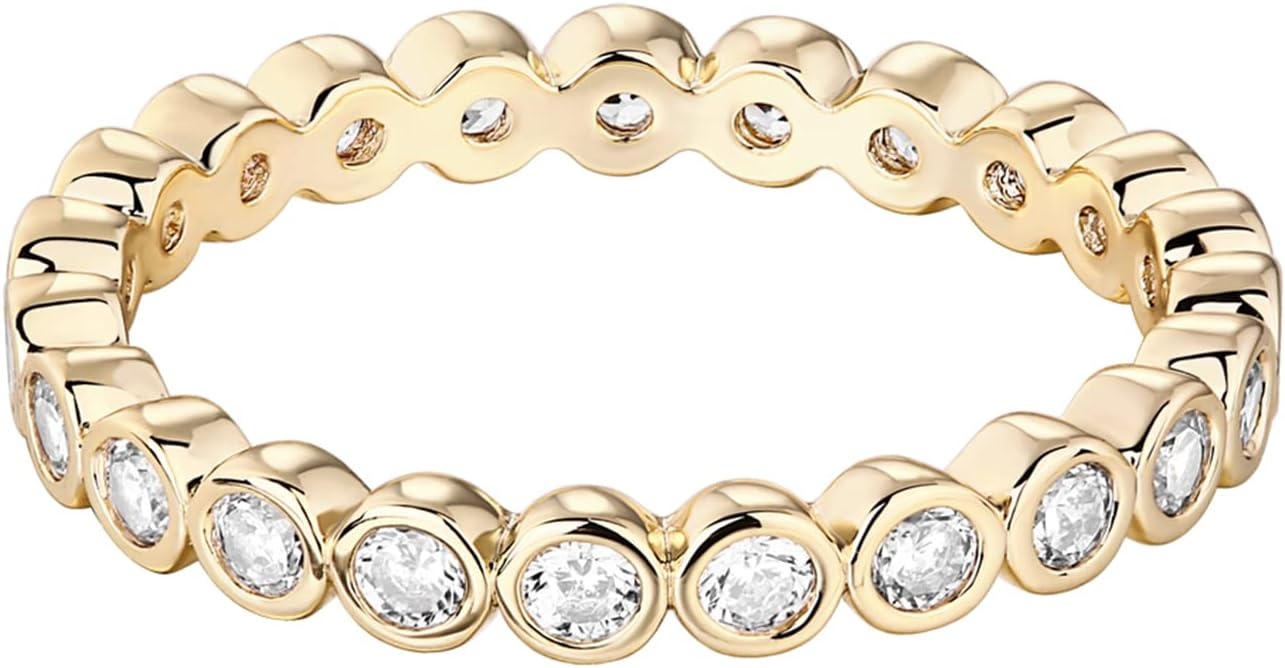 image:imagePAVOI 14K Gold Plated Rings with Cubic Zirconia 28mm Stackable for Women Gold Love RingYellow Gold