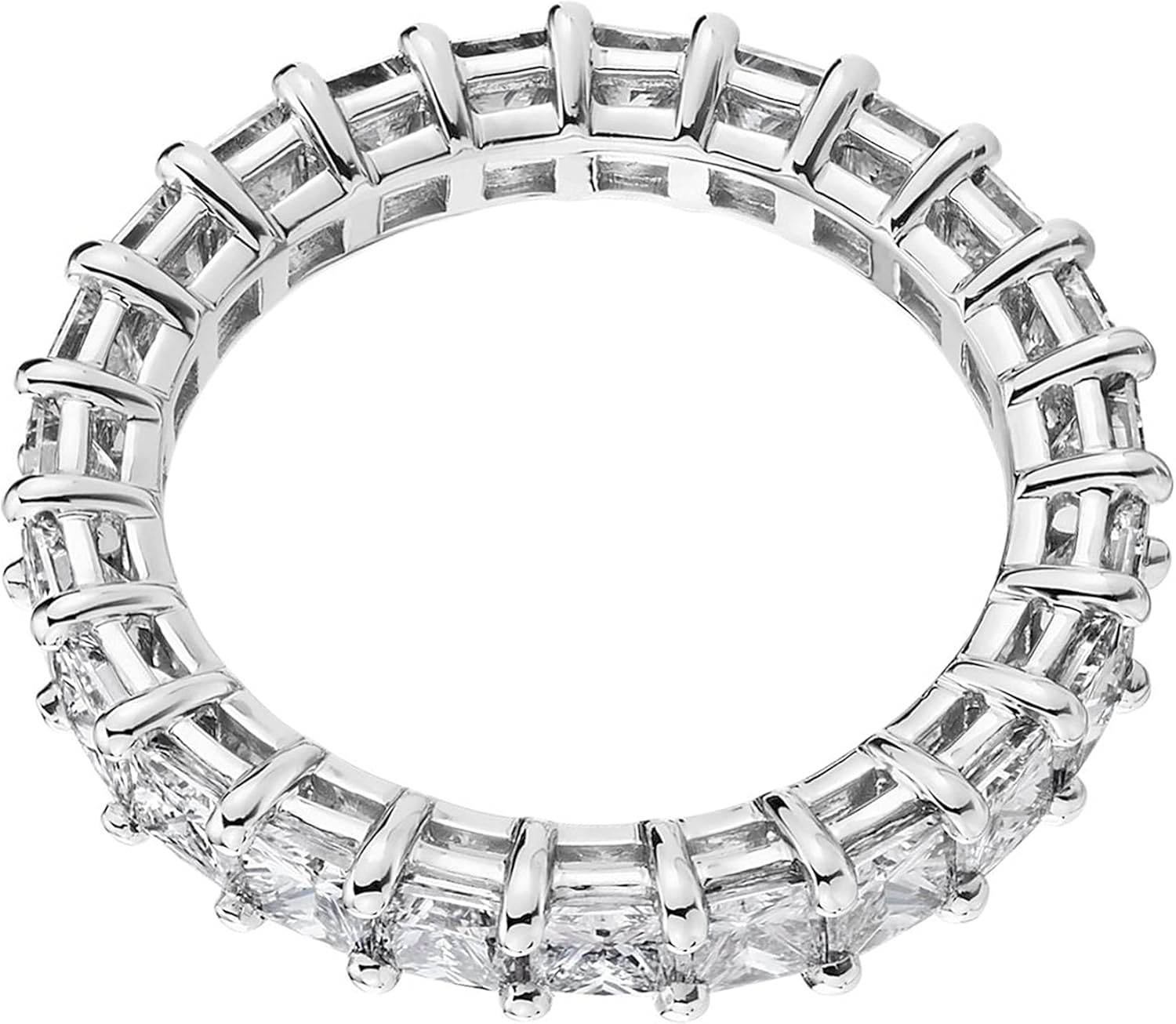 image:imagePAVOI 14K Gold Plated Rings with Cubic Zirconia Love and Stackable 3mm Princess Cut Rings for WomenWhite Gold