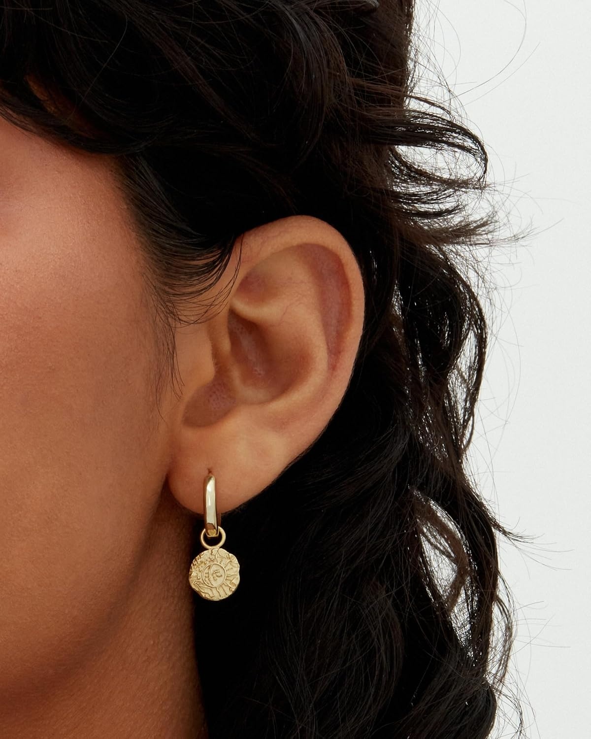 image:imagePAVOI 14K Gold Plated S925 Sterling Silver Post Lightweight Drop Dangle Huggie Hoop Earrings for Women Star Lock Pearl Cross Lightening Coin Dainty EarringsWhite Gold