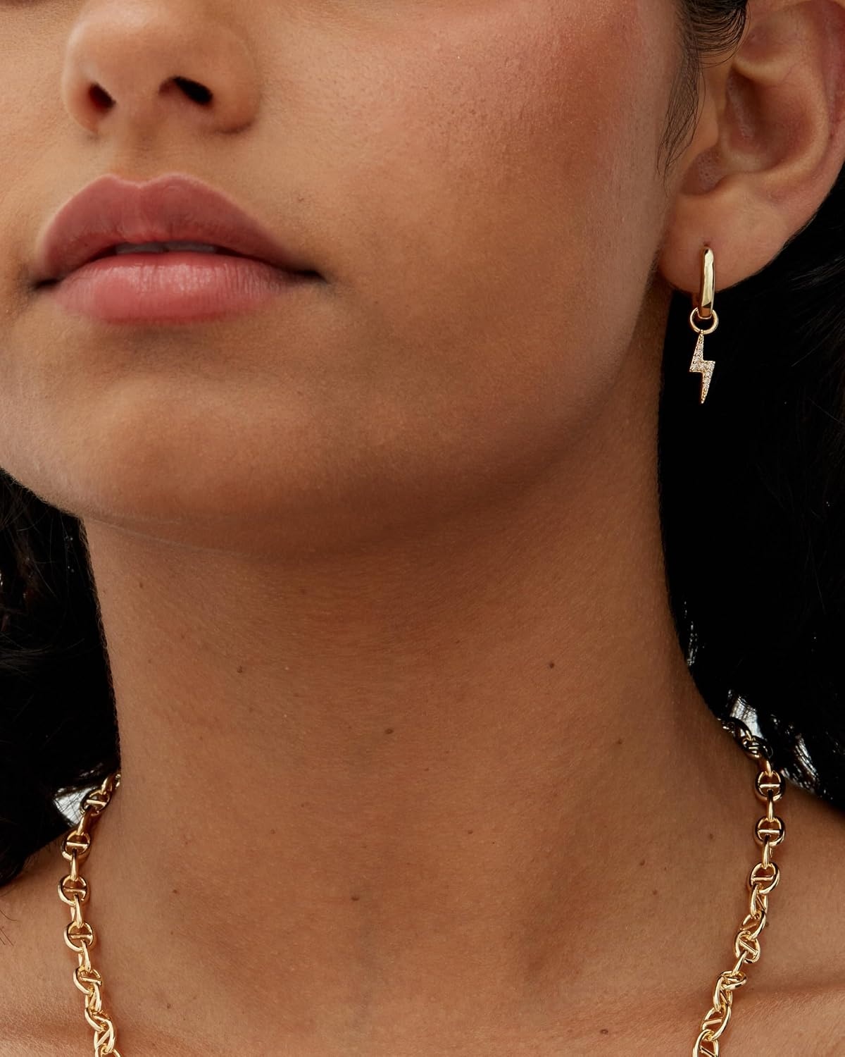 image:imagePAVOI 14K Gold Plated S925 Sterling Silver Post Lightweight Drop Dangle Huggie Hoop Earrings for Women Star Lock Pearl Cross Lightening Coin Dainty EarringsWhite Gold