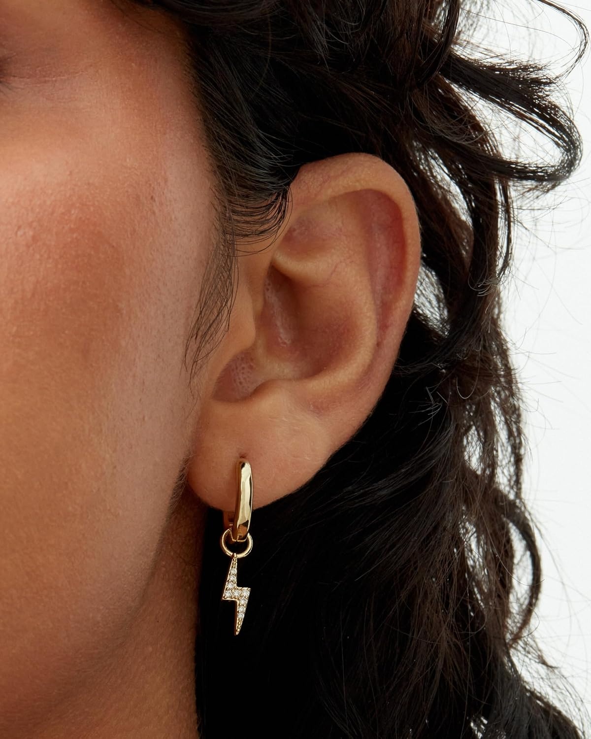image:imagePAVOI 14K Gold Plated S925 Sterling Silver Post Lightweight Drop Dangle Huggie Hoop Earrings for Women Star Lock Pearl Cross Lightening Coin Dainty EarringsWhite Gold
