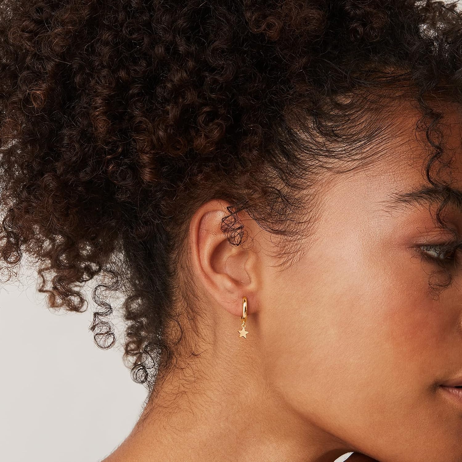 image:imagePAVOI 14K Gold Plated S925 Sterling Silver Post Lightweight DropDangle Huggie Earrings for Women Star Lock Butterfly Moon Lightning Dainty EarringsYellow Gold
