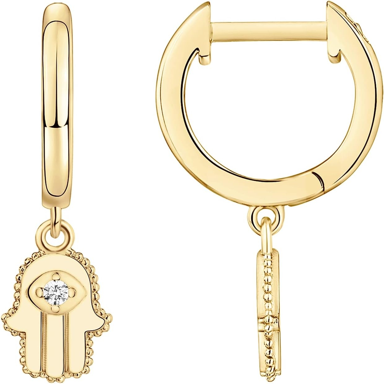 image:imagePAVOI 14K Gold Plated S925 Sterling Silver Post Lightweight DropDangle Huggie Earrings for Women Star Lock Butterfly Moon Lightning Dainty EarringsYellow Gold