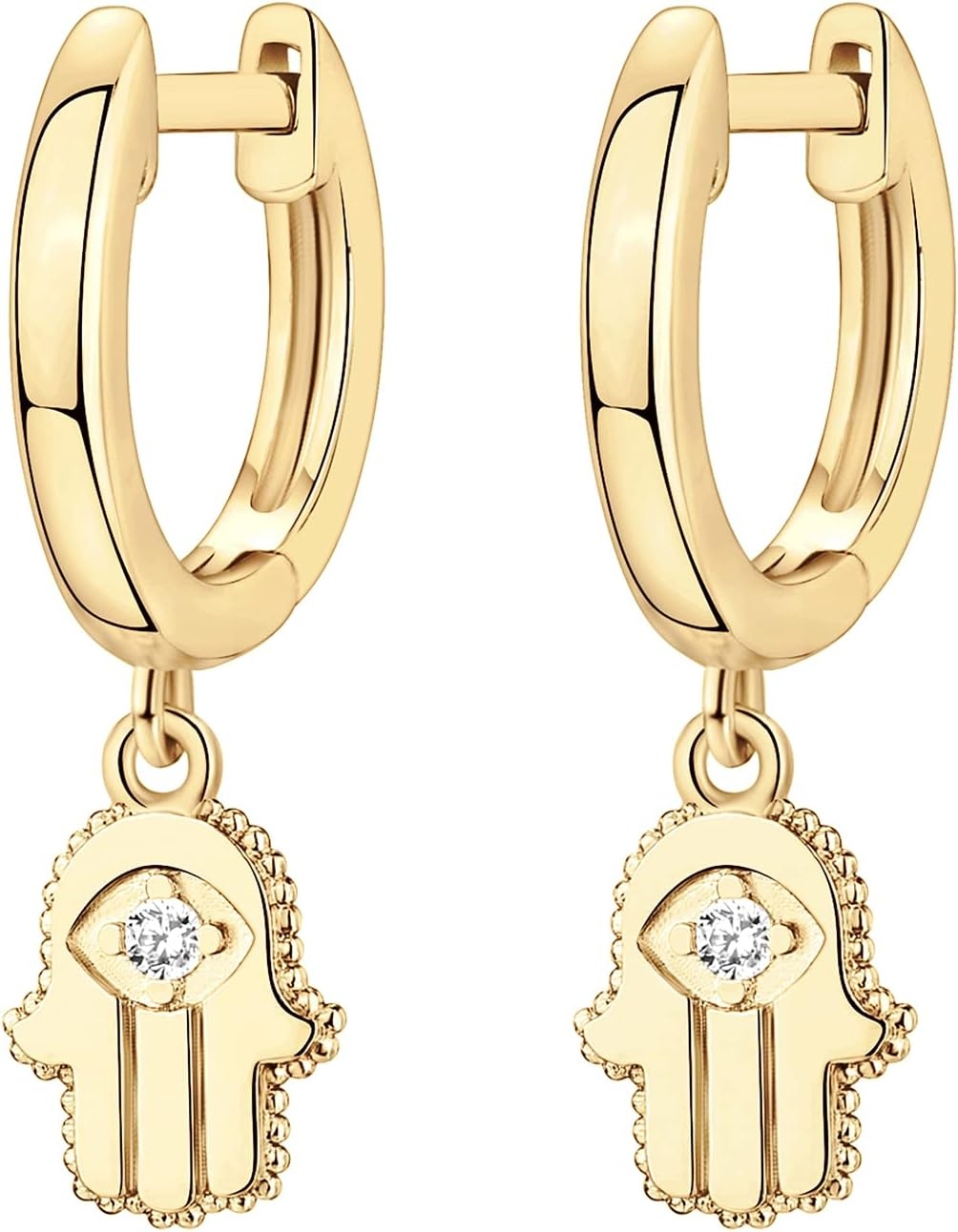 image:imagePAVOI 14K Gold Plated S925 Sterling Silver Post Lightweight DropDangle Huggie Earrings for Women Star Lock Butterfly Moon Lightning Dainty EarringsYellow Gold