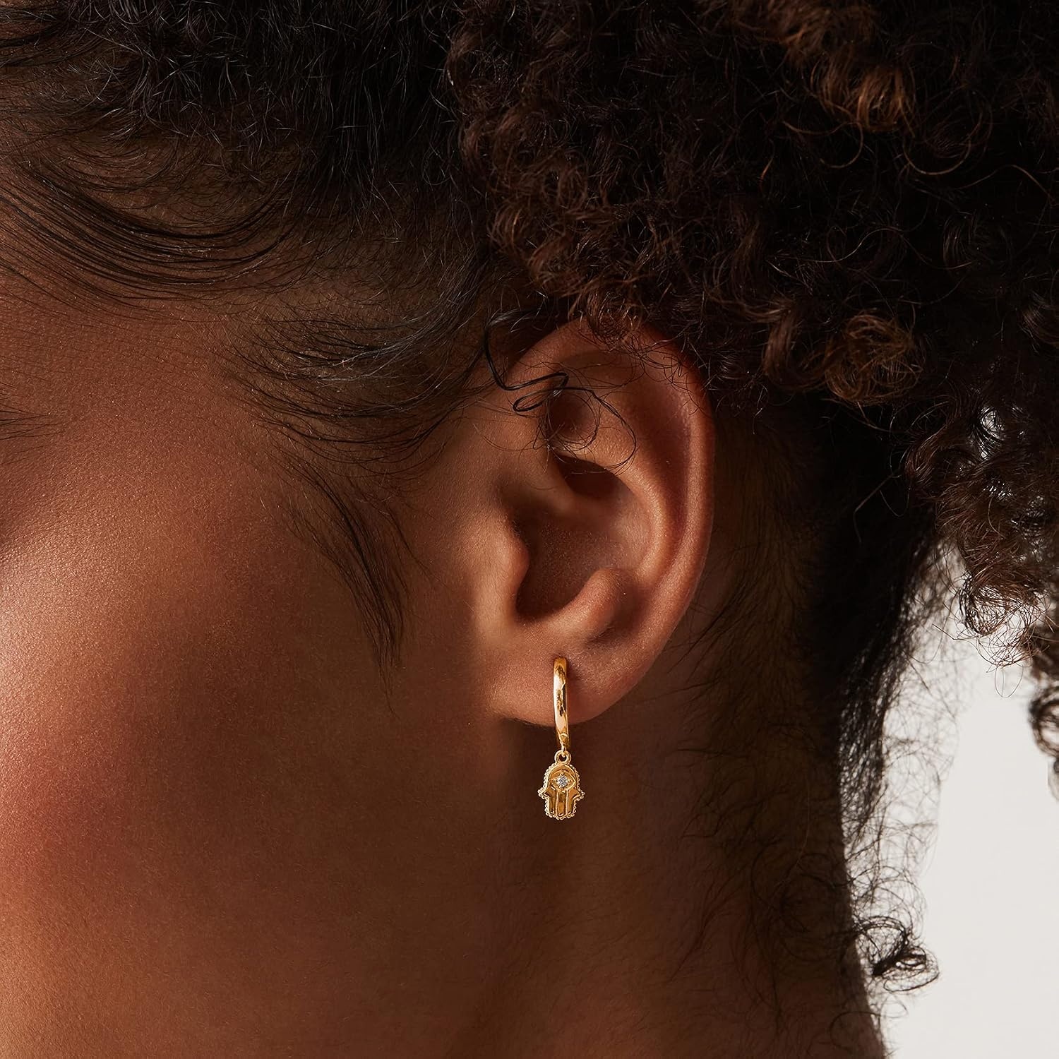 image:imagePAVOI 14K Gold Plated S925 Sterling Silver Post Lightweight DropDangle Huggie Earrings for Women Star Lock Butterfly Moon Lightning Dainty EarringsYellow Gold