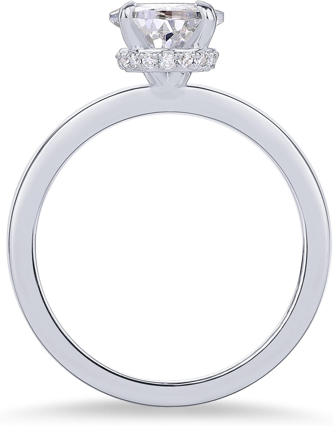 image:imagePAVOI 14K Gold Plated Simple 25CT Pear Cubic Zirconia Hidden Halo Eternity Ring Bridal Wedding Promise Statement Engagement Ring for WomenWhite Gold