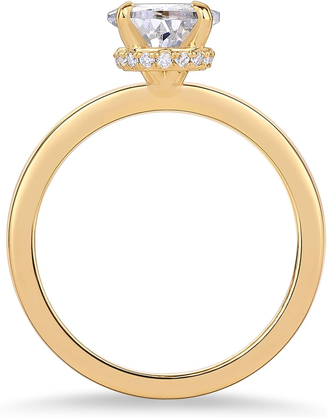 image:imagePAVOI 14K Gold Plated Simple 25CT Pear Cubic Zirconia Hidden Halo Eternity Ring Bridal Wedding Promise Statement Engagement Ring for WomenYellow Gold
