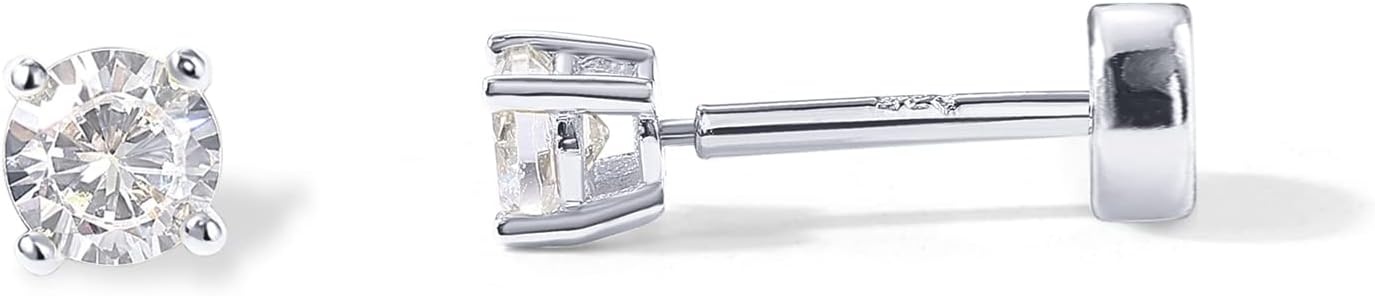 image:imagePAVOI 14K Gold Plated Solid 925 Sterling Silver Post Cubic Zirconia Stud Flat Back Earrings for Women Cartilage Earring Helix Piercing Jewelry Small Stud Earrings for WomenWhite Gold