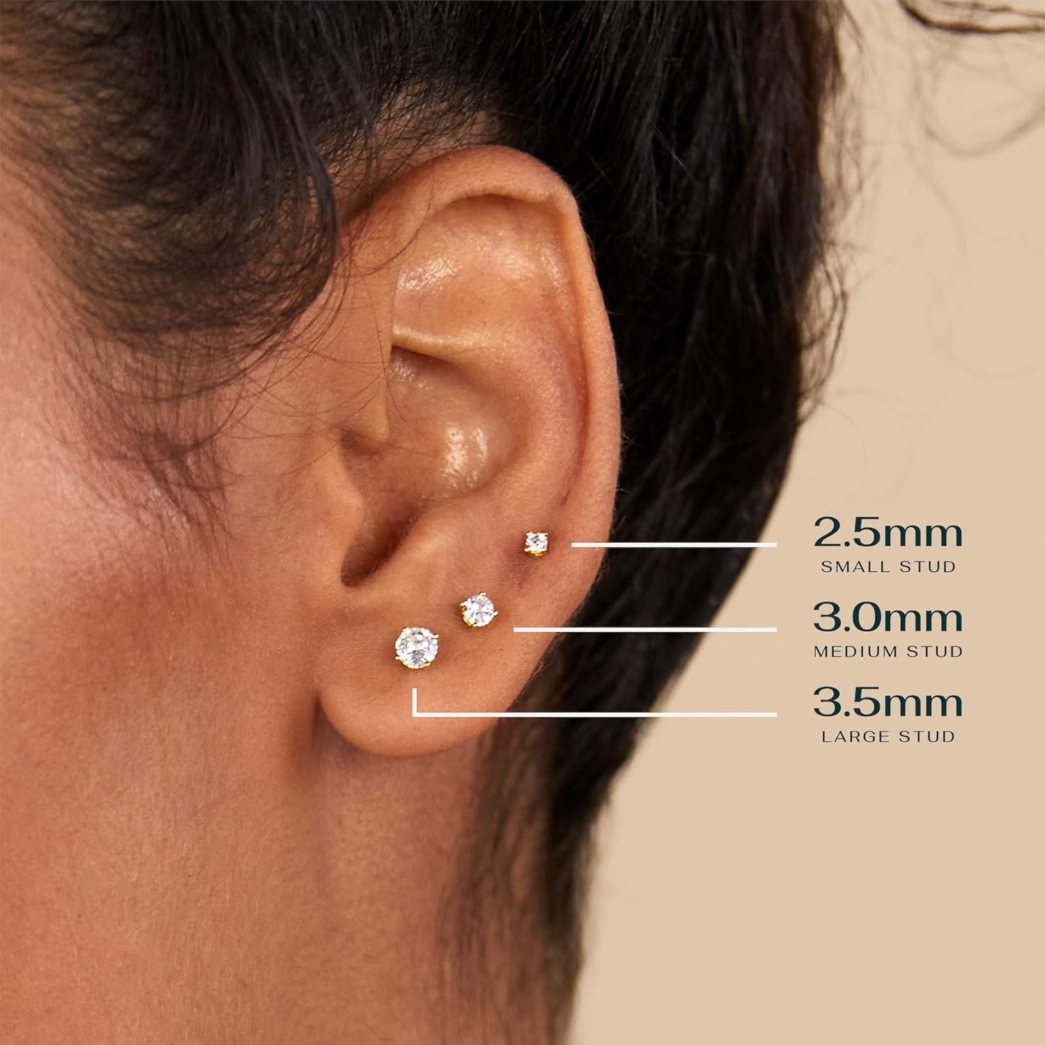 image:imagePAVOI 14K Gold Plated Solid 925 Sterling Silver Post Cubic Zirconia Stud Flat Back Earrings for Women Cartilage Earring Helix Piercing Jewelry Small Stud Earrings for WomenWhite Gold