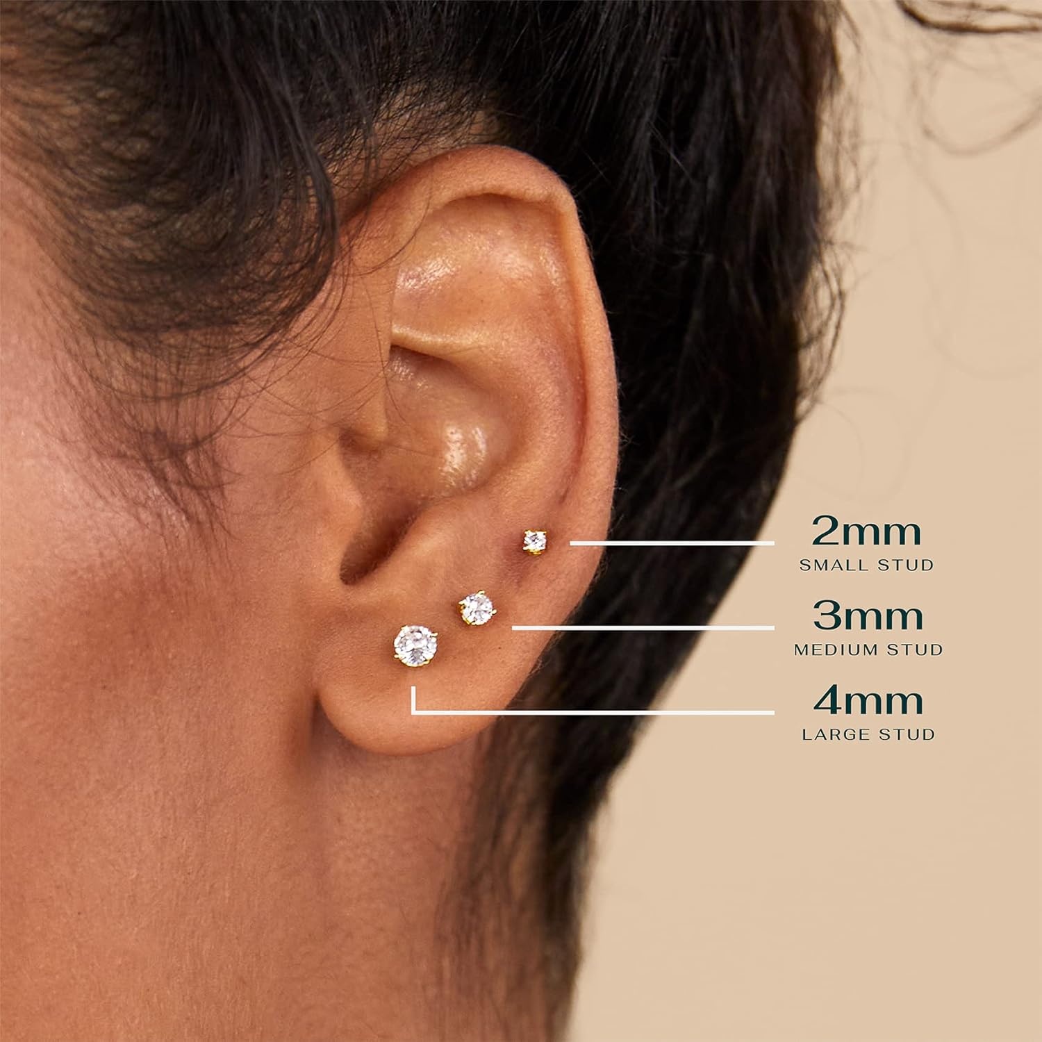 image:imagePAVOI 14K Gold Plated Solid 925 Sterling Silver Post Cubic Zirconia Stud Flat Back Earrings for Women Cartilage Earring Helix Piercing Jewelry Small Stud Earrings for WomenWhite Gold
