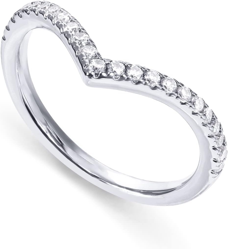 image:imagePAVOI 14K Gold Plated Sparkling Wishbone V Ring for Women with Cubic ZirconiaWhite Gold