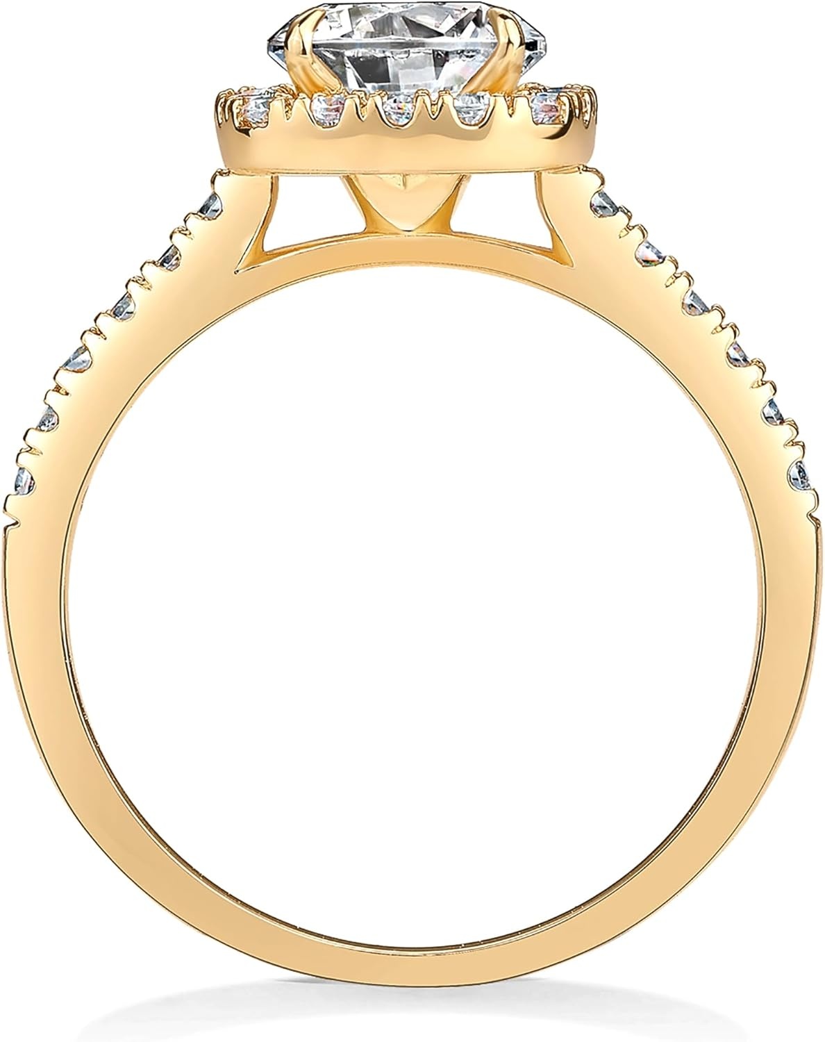 image:imagePAVOI 14K Gold Plated Square Halo Engagement Rings Premium Cubic Zirconia Promise Eternity Ring for Women Wedding BandsYellow Gold